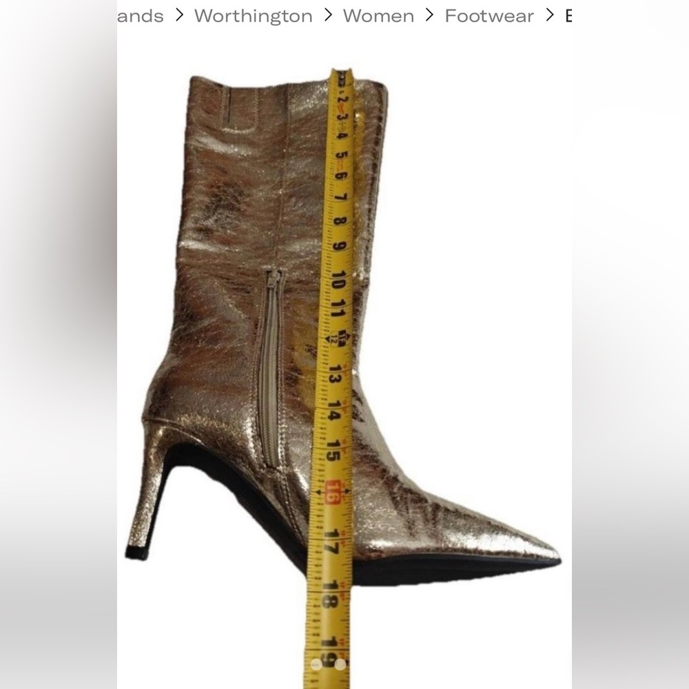 WORTHINGTON PLEASANT GOLD FOIL STILETTO KNEE HIGH BOOTS 7.5 - Picture 9 of 11
